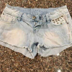 Light Blue Jean Shorts with Stud Details